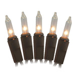 J Hofert 100 Clear Christmas Lights on Brown Wire, 18 Lighted Length, 20 Total Length, UL Approved Indoor/Outdoor Use