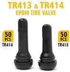 TQ Pro. TR414 Rubber Snap-in Tire Valve Stem (100pcs/bag) (Valve Tool in)