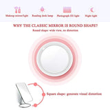 Dularf Cordless Lighted Makeup Mirror Rechargeable LED Wall Mounted Vanity Mirror Portable Clip Fill Light for Mobile Phone, with 5X Magnification Mirror and 360 Degree Swivel Rotation … (White)