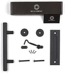 MJC & Company - 12" Square Modern Sliding Barn Door Handle Pull/Flush Combo and Privacy Lock - Indoor/Outdoor Hardware Set - Black Powder Coated Steel for Bedroom, Bathroom, Closet, Shed, or Gate