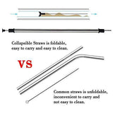 "	Collapsible Reusable straw Packs, BPA Free, Tiny, Portable, Eco-Friendly, Wildlife Saving, Ocean Friendly, Bar Accessories, Tiny, Cleaning brush, Case and Key-Chain for easy Traveling … (Blue)"