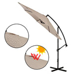 WARM HARBOR Offset Hanging Patio Umbrella Aluminum Outdoor Cantilever Umbrella Crank Lift (10 Ft-Beige)