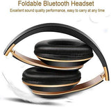 6S Wireless Headphones Over Ear,Noise Cancelling Foldable Wireless Stereo Headsets Earbuds with Built-in Mic, Micro SD/TF, FM for iPhone/Samsung/iPad/PC (Black & Gold)