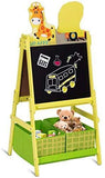 Evergreen Art Supply Kids Art Easel, 3 in 1 Double Durable Sided Art Easel with Chalk Board & Paper Roll, Two Storey Storage Space with Two Storage Bins