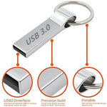 DSGNOON Silver 128GB 3.0 Storage Thumb U Disk Waterproof USB Flash Drive Metal Pen Drive Real Capacity 128GB cle USB Memory Stick Key Chain U Disk for Computer car Office (128GB)