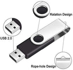 Thumb Drive 8GB Flash Drive Bulk 10 Pack Portable Zip Drives 8 GB, Swivel USB 2.0 Memory Sticks Multipack Jump Drives with Led Indicator, FEBNISCTE Black Pendrive Data Storage with 10pcs Ropes