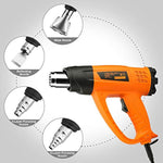 Heat Gun Variable Temperature, Yome 1800W 140℉~1112℉（60℃- 600℃） Hot Air Gun with 2 Speed-Setting, Overload Protection, 4 Nozzle Attachments for Shrink Wrapping, Crafts, Cell Phone Repairs, Orange