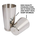 Stainless Steel Boston Shaker: 2-piece Set: 18oz Unweighted & 28oz Weighted Professional Bartender Cocktail Shaker