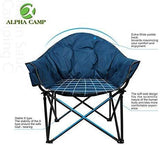 Camping World Reclining Folding Oversized Moon Saucer Chair with Cup Holder for Camping, Hiking - Saucer Support 500 LBS