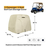 Explore Land 600D Waterproof Golf Cart Cover Universal Fits for Most Brand 2 Passenger Golf Cart