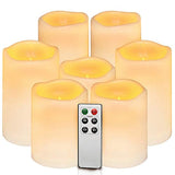 Aignis Flameless Candles, Led Candles Set of 7(H 4" 4" 4" 5" 5" 6" 6" x D 3") Ivory Resin Candles Battery Candles with Remote Timer Waterproof Outdoor Indoor Candles