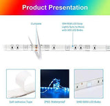 Led Strip Lights Sync to Music,32.8ft 5050 RGB Light Color Changing with Music IP65 Waterproof LED Rope by Proteove