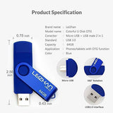 LEIZHAN OTG 32GB USB Flash Drive USB 2.0 Micro USB Pen Drive Memory Stick u Disk (Blue)