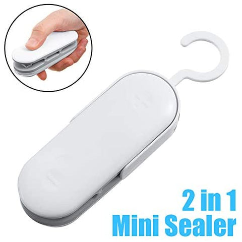 GOGING Mini Bag Sealer, 2 in 1 Heat Sealer and Cutter, Portable Bag Resealer Sealer Heat Vacuum Sealers for Plastic Bags Food Storage Snack Fresh Bag Sealer (Battery Not Included)