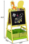 Evergreen Art Supply Kids Art Easel, 3 in 1 Double Durable Sided Art Easel with Chalk Board & Paper Roll, Two Storey Storage Space with Two Storage Bins