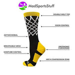 MadSportsStuff Elite Basketball Socks with Net Crew Length - Made in The USA