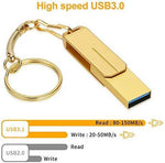 USB Flash Drive 1TB External Storage Thumb Drive Portable USB Stick Pen Drive Keychain Memory Stick for Daily Storage (Gold-1)