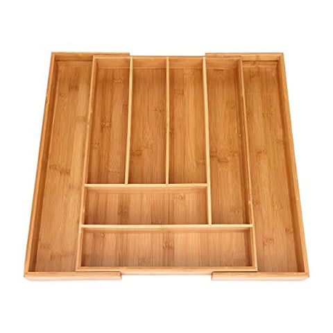 Miko Bamboo Expandable Kitchen Drawer Organizer - Multi Purpose - Cutlery Tray