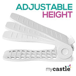 MYCASTLE 10-Pack Stacker Double Rack Storage with Extra-Thick Perfectly Balanced Organizer Slot, The Ultimate Shoe Space Saver for High Heels & Shoes, White