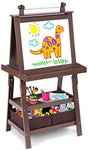 Evergreen Art Supply Kids Art Easel, 3 in 1 Double Durable Sided Art Easel with Chalk Board & Paper Roll, Two Storey Storage Space with Two Storage Bins