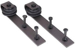 TMS 5 FT Country Antique Dark Coffee Steel Sliding Barn Wood Door Hardware Track Set