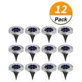 HUYHU [12 Pack] Solar Ground Lights,Solar Garden Light,8 LED Garden Pathway Outdoor In-Ground Lights,Garden Light Waterproof Disk Flood Lights Landscape Lighting for Lawn Flowerbed Yard Patio -White