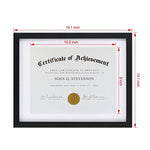 One Wall Upgrade Tempered Glass 11x14 Document Frame Black with 1 Mat for 8.5x11 Documents Certificate Diploma, Wood Picture Photo Frame