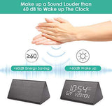 Reloj despertador digital de madera con 7 niveles de brillo ajustable, mando de voz eléctrico LED de viaje, reloj despertador triangular...