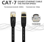 iCreatin CAT 7 Double Shielded 10 Gigabit 600MHz Ethernet Patch Cable, Gold Plated Plug STP Wires CAT7 for High Speed Computer Router Ethernet LAN Networking (7 Feet, 2 Pack-Black-Flat)