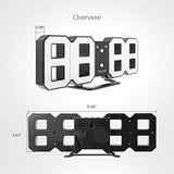 DIGOO DC-K3 3D Digital Alarm Clock, Wall Alarm clock, Led Electronic Clock With Snooze Function, 54 LED Light Beads Display，12/24 Hour Display，Adjustable Brightness，White