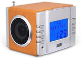 August MB300 Mini Wooden MP3 Stereo System and FM Clock Radio, with Card Reader, USB Port & AUX Jack (3.5mm Audio In), 2 x 3W Powerful Hi-Fi Speakers and Built-in Rechargeable Battery