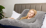 QUEEN ROSE Unique Full Body Pregnancy Pillow with Total Body Support,Removable Cover,Blue and Gray