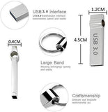 DXBUFU 256GB Silver Metal Compatible 2.0 &3.0 256GB USB Flash Drive, Portable Waterproof Metal Pen Drive Storage Keychain Thumb Drive Memory Stick with Anti-Lost Keychain (256GB)