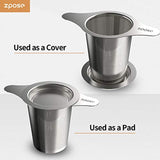 ZPOSE Tea Strainer FDA Approved 304 Stainless Steel Tea Filter, Large Capacity & Double Handle Design Perfect Hanging on Teapot Cups, Fine Mesh Tea Infusers for Loose Tea