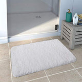 Lifewit Bath Mat White Bathroom Rug Soft Shag Water Absorbent with Non-Slip Rubber, 32" x 20"