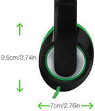 RockPapa On Ear Stereo Headphones Earphones for Adults Kids Childs Teens, Adjustable, Heavy Deep Bass for iPhone iPod iPad MacBook Surface MP3 DVD Smartphones Laptop (Black/Green)