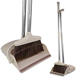 Broom and Dustpan Set [2019 Version] - Stand Up Brush and Dust Pan Combo for Upright Cleaning - Remove Hair with Built-in Wisp Scraper - Kitchen, Outdoor, Hardwood Floor & Garage Tiles Clean Supplies