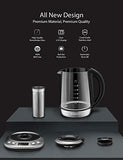 Electric Kettle, Willsence Electric Tea Kettle Stainless Steel Glass Boiler Hot Water Tea Heater with Temperature Control LCD Display, Removable Tea Infuser, 1.7 L, 1200W (Glass)