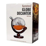 Whiskey Globe Decanter Set with Etched World Map and Antique Ship – Wooden Base and Safe Package – Perfect Gift Set for Liquor, Scotch, Bourbon, Vodka and Wine