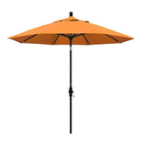 California Umbrella 9' Round Aluminum Market Umbrella, Crank Lift, Collar Tilt, White Pole, Sunbrella Pacific Blue