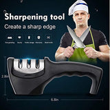 Knife Sharpener, Kitchen Knife Sharpener, 3-Stage Profession Knife Sharpening Tool, Helps Repair, Restore and Polish Blades, Ergonomic Design and Safe to Use