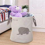 Storage Baskets, Junnom Collapsible & Convenient Laundry Bin/Laundry Basket/Laundry Hamper/Storage Solution for Office, Bedroom, Clothes, Toys - Super Cute Gray Elephant