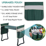 Fitnessclub Deep Seat Garden Kneeler and Seat-Folding Garden Kneeler with 2 Ex-Large Tool Pouches-Gardener Foldable Bench Stool with Kneeling Pad Cushion-Gardening Bench
