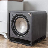 Polk Audio HTS 10 Powered Subwoofer with Power Port Technology | 10” Woofer, up to 200W Amp | For the Ultimate Home Theater Experience | Modern Sub that Fits in any Setting | Washed Black Walnut