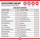 I GO Compact First Aid Kit - Hard Shell Case for Hiking, Camping, Travel, Car - 85 Pieces