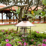 Outdoor Hanging Solar Lantern Light Copper Solar Lamp with Warm White fliament Bulbs for Garden Yard Pathway