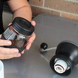 Khaw-Fee HG1B Manual Coffee Grinder with Conical Ceramic Burr - Because Hand Ground Coffee Beans Taste Best, Infinitely Adjustable Grind, Glass Jar, Stainless Steel Built To Last, Quiet and Portable