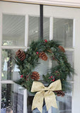 Haute Decor Over Door Adjustable Wreath Hook and Hanger - Holds up to 20 lbs. (Matte Black)