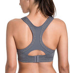 SYROKAN Women's Front Adjustable Lightly Padded Wirefree Racerback High Impact Sports Bra