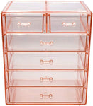 Sorbus Cosmetics Makeup and Jewelry Big Pink Storage Case Display- 4 Large and 2 Small Drawers Space- Saving, Stylish Acrylic Bathroom Case